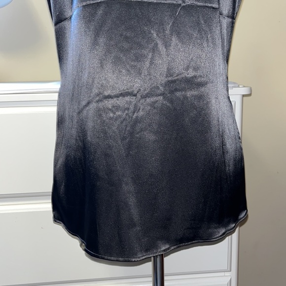 New York and Company, black silky, sleeveless top, ruffle front, side zip - Picture 6 of 10